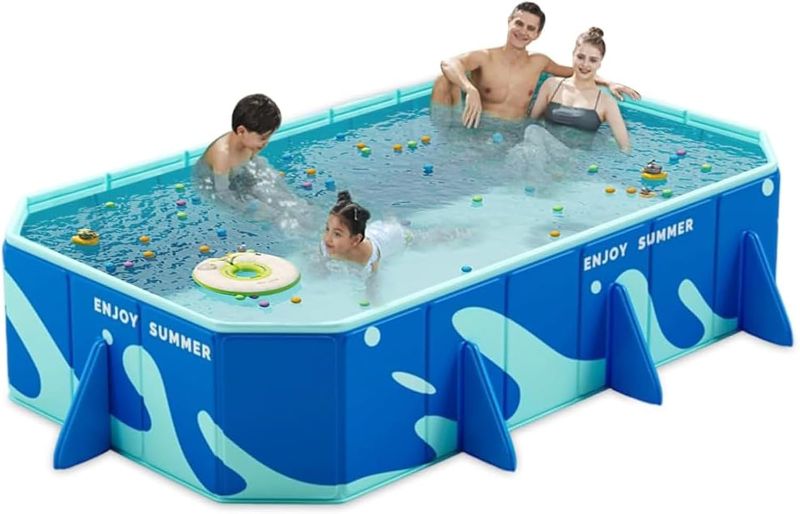 Photo 1 of Foldable Swimming Pool Above Ground Collapsible Non-Inflatable Pool Hard Plastic Square Pool for Backyard Garden