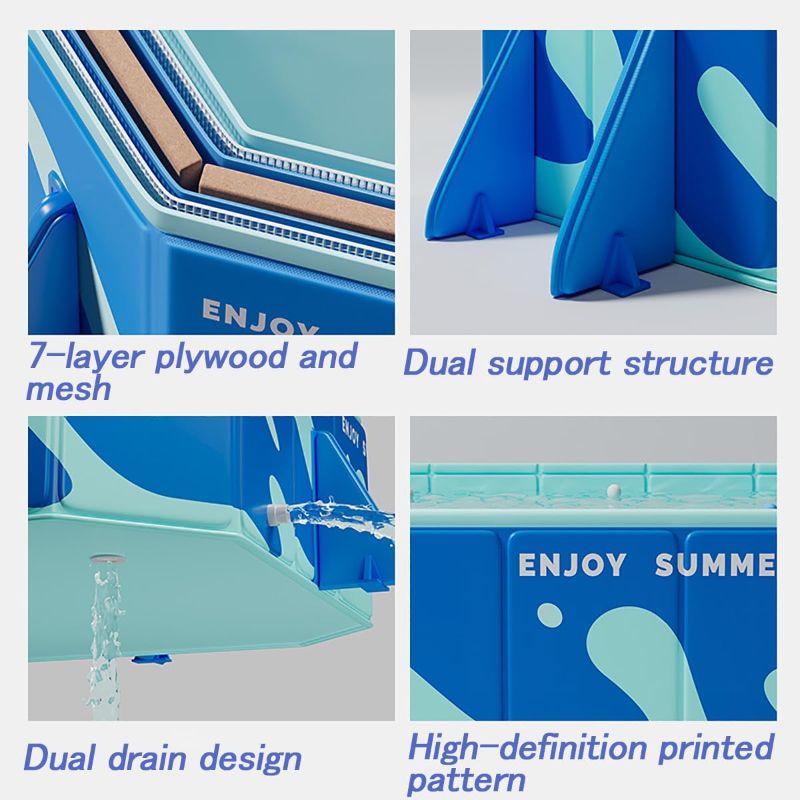 Photo 1 of Foldable Swimming Pool Above Ground Collapsible Non-Inflatable Pool Hard Plastic Square Pool for Backyard Garden
