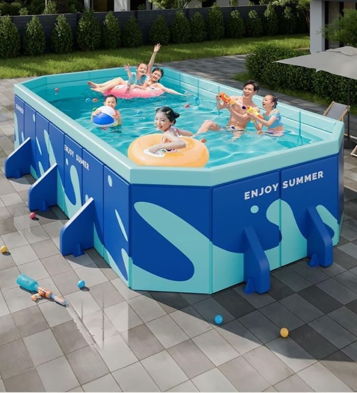 Photo 1 of Foldable Swimming Pool Above Ground Collapsible Non-Inflatable Pool Hard Plastic Square Pool for Backyard Garden