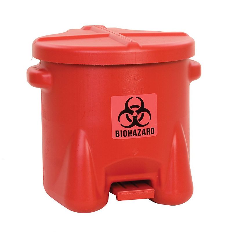 Photo 1 of Eagle Biohazardous Plastic Waste Can, Foot-Operated, 10 Gal