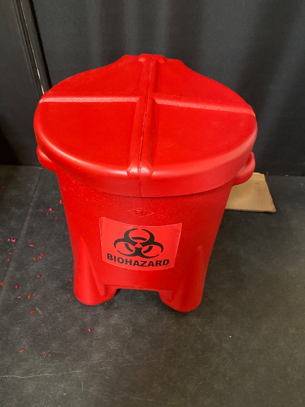 Photo 1 of Eagle Biohazardous Plastic Waste Can, Foot-Operated, 10 Gal