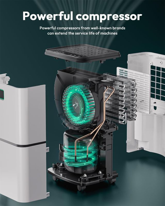 Photo 1 of 2000 Sq. Ft Dehumidifier for Home/Basement, 30 Pints 36 dB Dehumidifiers for Bedroom/Bathroom With Drain Hose LED Intelligent Humidity Light