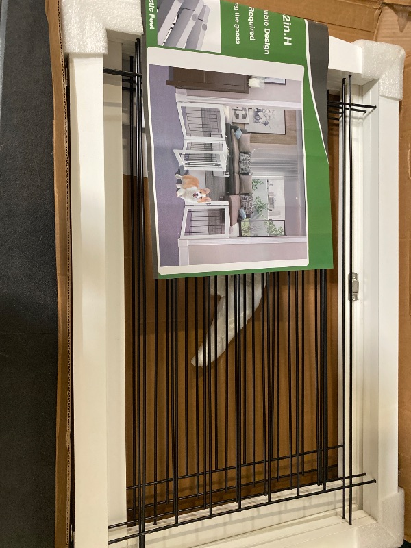 Photo 1 of Freestanding Pet Gate, Wood and Wire, Lightweight, Adjustable Width, 24 in Height, White