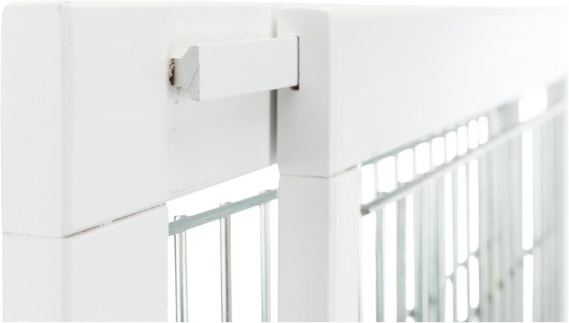 Photo 1 of Freestanding Pet Gate, Wood and Wire, Lightweight, Adjustable Width, 24 in Height, White