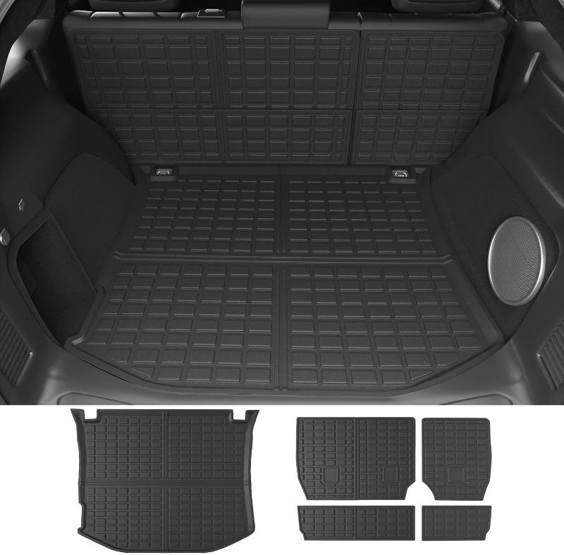 Photo 1 of Trunk Mat Backrest Mat Compatible with 2011-2021 Jeep Grand Cherokee Cargo Liners Back Seat Protector Replacement for 2011-2021 Jeep Grand Cherokee Accessories (Rear Trunk Mat+Backrest Mat)