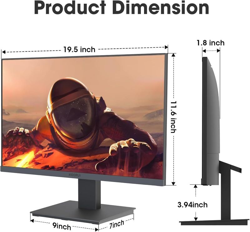 Photo 1 of KOORUI 22 Inch Computer Monitor FHD 1080P 75Hz PC Screen VA Panel 3000:1 Contrast Ratio LCD Display with Adpitive sync (HDMI/VGA/VESA Compatible 75x75mm) Black 22N1