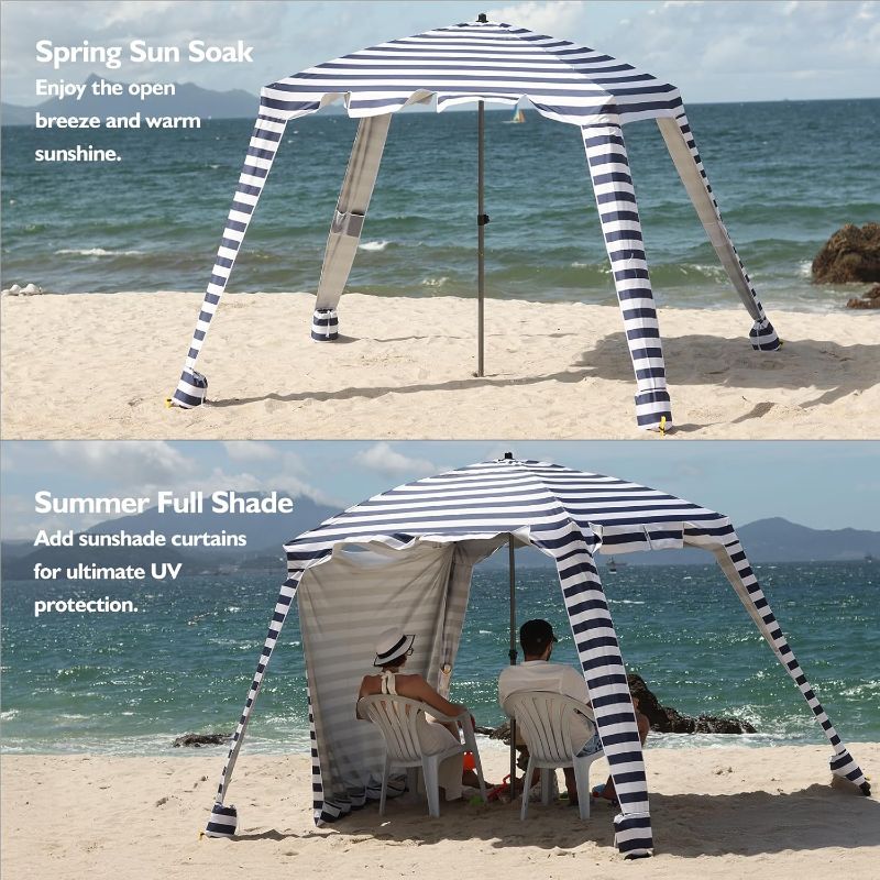 Photo 1 of Beach Cabana - 6FT Beach Umbrella with UPF 100+ UV Protection & Sunshade Curtain - Waterproof Tent - Portable Shade, Easy to Set Up, Perfect for Family & Friends, Navy Blue
Visit the Mojest Store