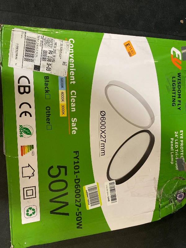 Photo 1 of Good Earth Lighting Plano 24in. Direct Wire LED Flush Mount Ceiling Light Fixture in White, 2400 Lumens, Dimmable, 5 Color Temperature Selectable Settings