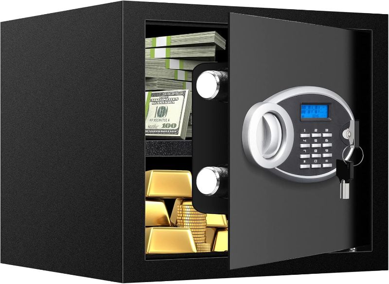 Photo 1 of 1.6 Cuft Fire proof Safes for HOME USE, Anti-Theft Digital Personal Security Safety Box with Electronic Keypad and Spare Keys, Home Safes Fireproof Waterproof for Money Medicine Document Valuables