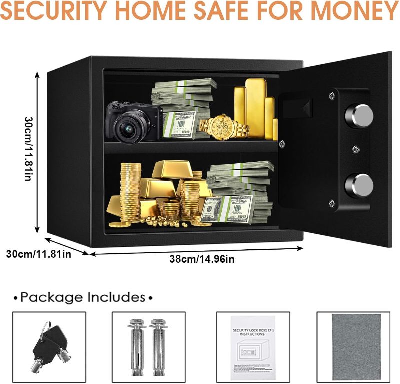 Photo 1 of 1.6 Cuft Fire proof Safes for HOME USE, Anti-Theft Digital Personal Security Safety Box with Electronic Keypad and Spare Keys, Home Safes Fireproof Waterproof for Money Medicine Document Valuables