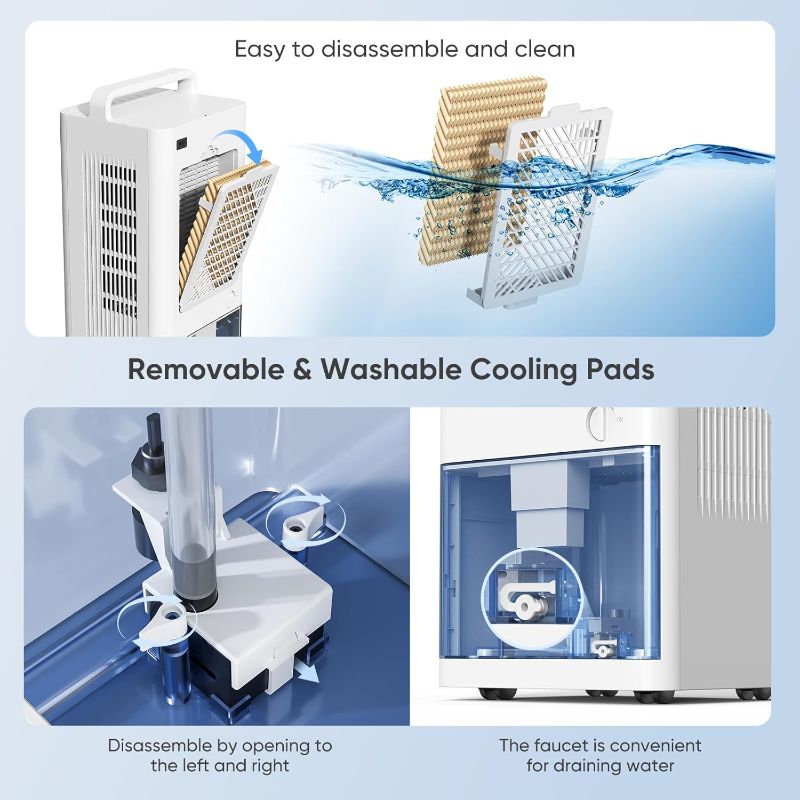 Photo 1 of Portable Windowless Air Conditioners, 3-IN-1 Swamp Cooler, Evaporative Air Cooler, 6 Speeds & 3 Modes, 3-Gal Water Tank for Cooling, 20 FT/S Remote Control, Portable Air Cooler for Indoors
