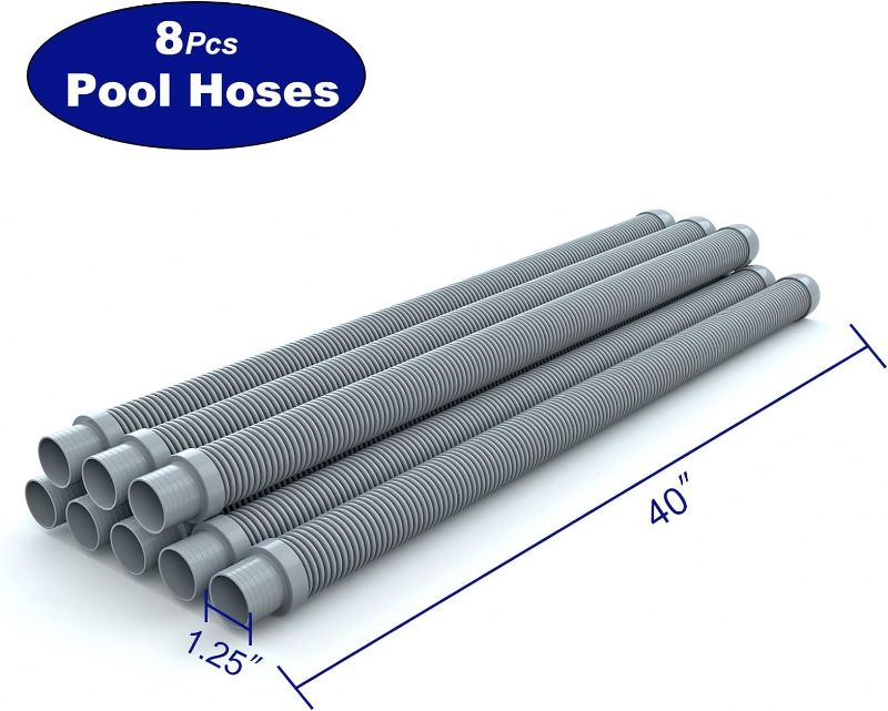 Photo 1 of Poolvio Professional Swimming Pool Vacuum Cleaner Hose -1.5” 8 Piece Hoses for Pool Vacuum Extension/Replacement - Compatible with all Major Automatic Swimming Pool Cleaners