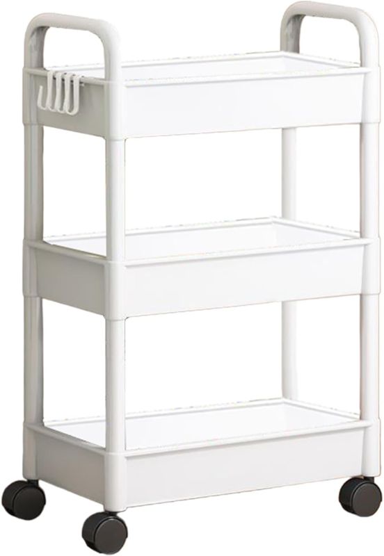 Photo 1 of 3-Tier Storage Rolling Utility or Kitchen Cart,Multi-Functional Storage Trolley for Living Room,Kitchen,Movable Storage Organizer with Wheels