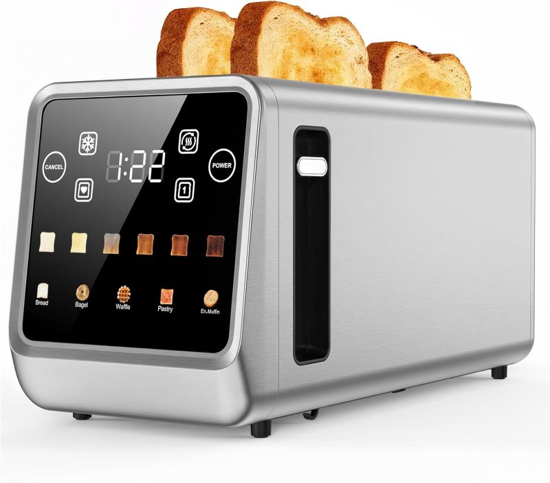 Photo 1 of 4-Slice Smart Toaster with Touch Screen | 1400W Fast Even Toast & Stainless Steel | 2x1.5" Extra-Wide Slots for Bagels | Memory Function, 6 Shade Settings