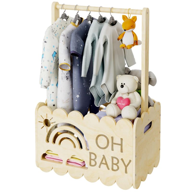 Photo 1 of Wooden Baby Shower Crate Closet, Wooden Baby Shower Crate Closet, Boys and Girls for Baby shower wooden basket Gifts, Welcome Baby Gifts, Suitable for Pregnancy Glfts for New Parent