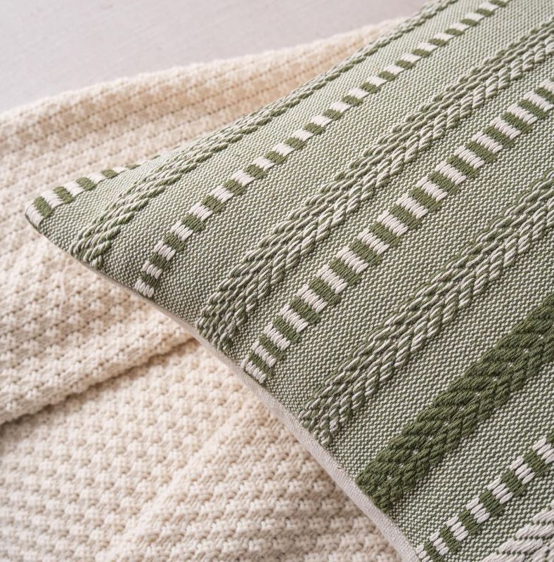 Photo 1 of Boho Throw Pillow Covers 12x20 Inch Set of 2, Farmhouse Decorative Couch Pillow Cases, Green Accent Pillows of Bed, Sofa Bedroom Living Room Home Decor Cushion Cover