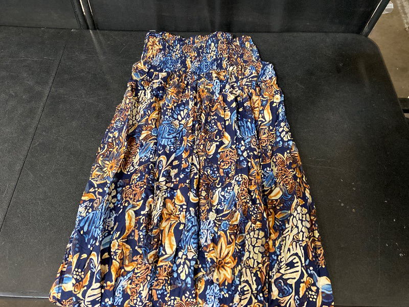 Photo 1 of size-L chouyatou Women's Smocked Waist Paisley Floral Boho Swing Skirt Bohemian Beach Vacation Midi Long Skirt 