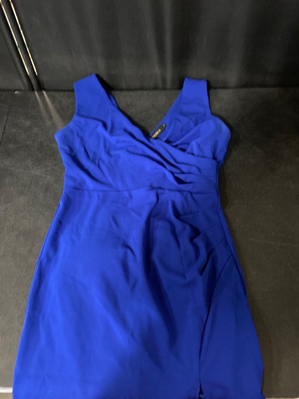 Photo 1 of size-L PerZeal Women's Sexy V Neck Sleeveless Bodycon Dress Cocktail Evening Party Wedding Guest Work Faux Wrap Ruched Midi Dresse 