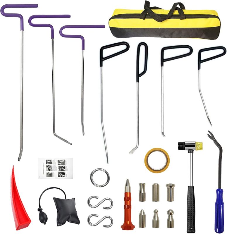 Photo 1 of 22 Pcs Car Dent Repair Rods, Hard Spring Steel Dent Rods, Dent Repair Tools, Professional Hail Dent Removal Tool for Minor Dents, Door Dings,Hail Damage,Linear Dent and Large Dent