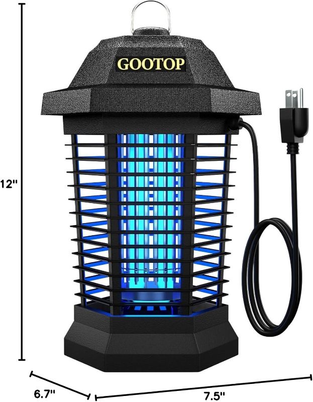 Photo 1 of GOOTOP Bug Zapper Outdoor, Mosquito Zapper, 3 Prong Plug in Electric Fly Zapper, Mosquito Killer, Fly Traps, Flying Insects Zapper Indoor Outdoor 90-130V, 4200V, ABS Plastic Outer (Black)