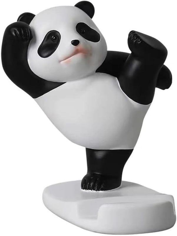 Photo 1 of Phone Stand Desk Accessories Resin Panda Figurines Home Decor Decorative Tabletop Ornaments Cute Phone Holder