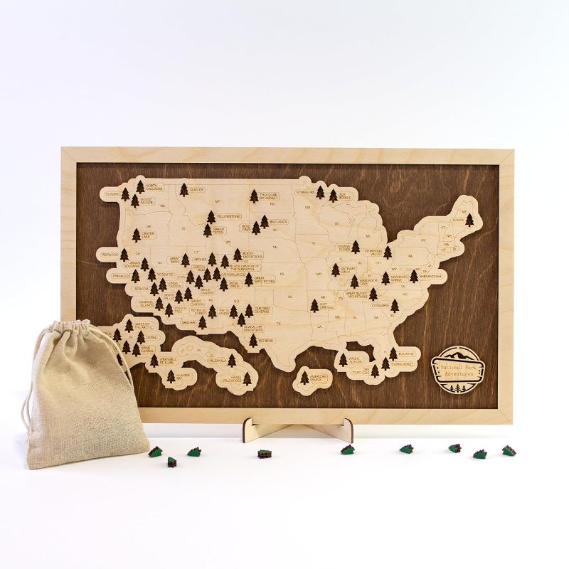 Photo 1 of National Park Map (National Park Adventures - Solid Wood Background)