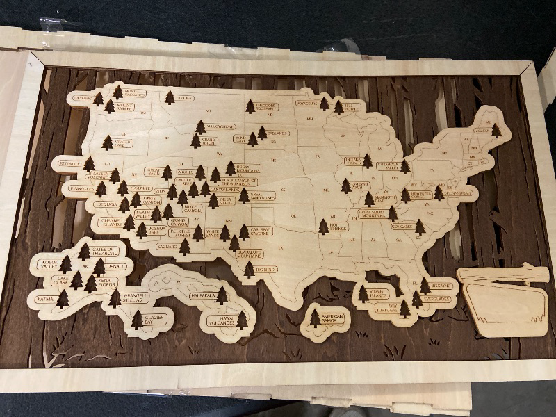 Photo 1 of National Park Map (National Park Adventures - Solid Wood Background)