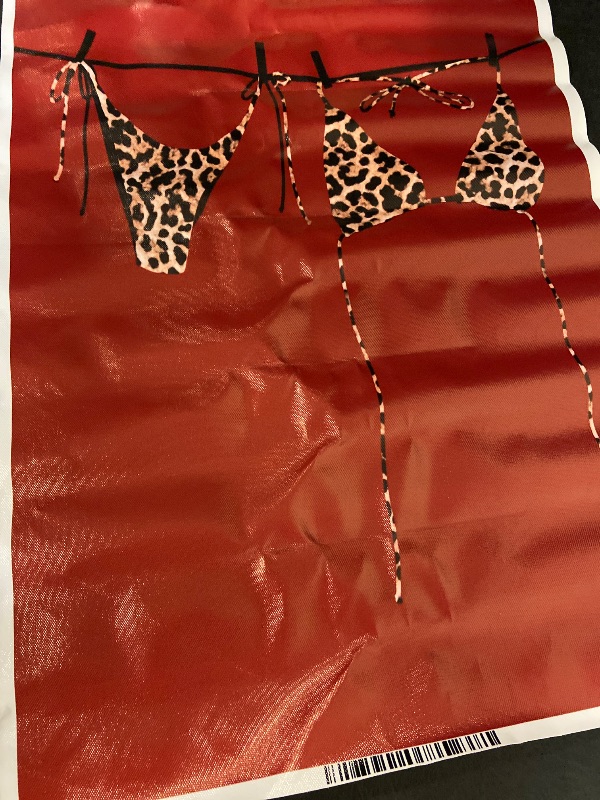 Photo 1 of Trendy Bikini Poster Cherry Red Leopard Wall Art Coquette Girly Room Decor Summer Cool Canvas Funky Retro Cheetah Prints Pictures for Dorm Apartment Home Aesthetic 12x16inch Unframed