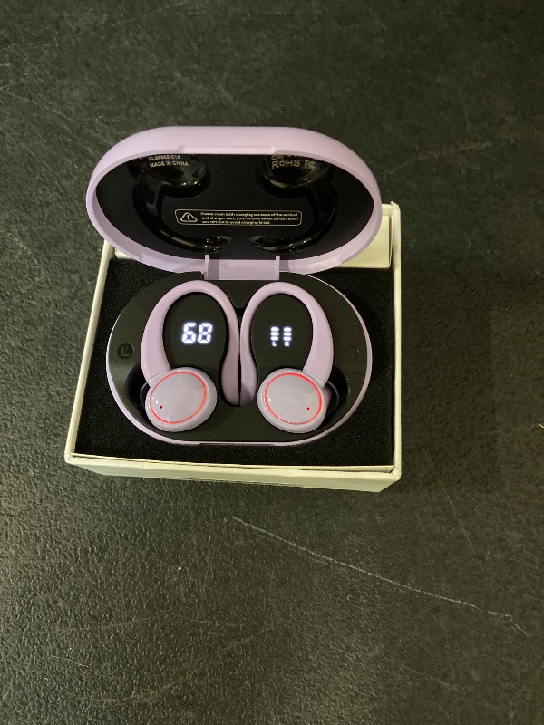 Photo 1 of Wireless Earbuds Bluetooth Headphone Sport, Bluetooth 5.3 Earbud 3D HiFi Stereo Over Ear Buds, 48Hrs Earhooks Earphone with Noise Cancelling Mic, IP7 Waterproof Headset for Workout/Running/Gym, Purple
