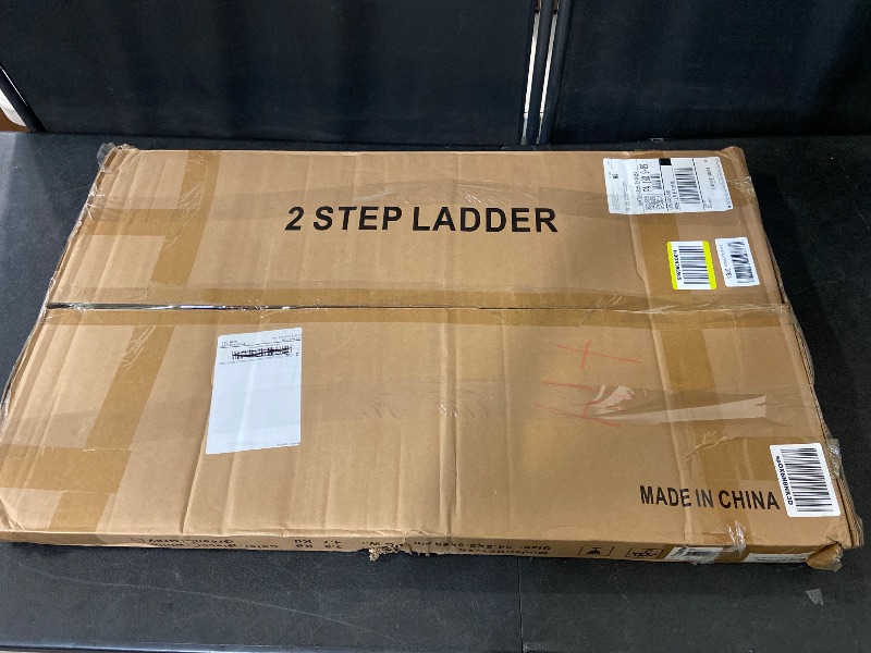 Photo 1 of 2 Step Ladder, Portable Steel Folding Step Stool with Wide Anti-Slip Pedal & Convenient Handgrip, 500lbs Sturdy Steel Ladder, White