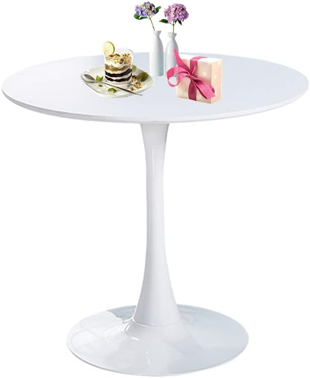 Photo 1 of Tulip Dining Table Round Top White Pedestal Base 31.5" Round Dining Table 1-4 People