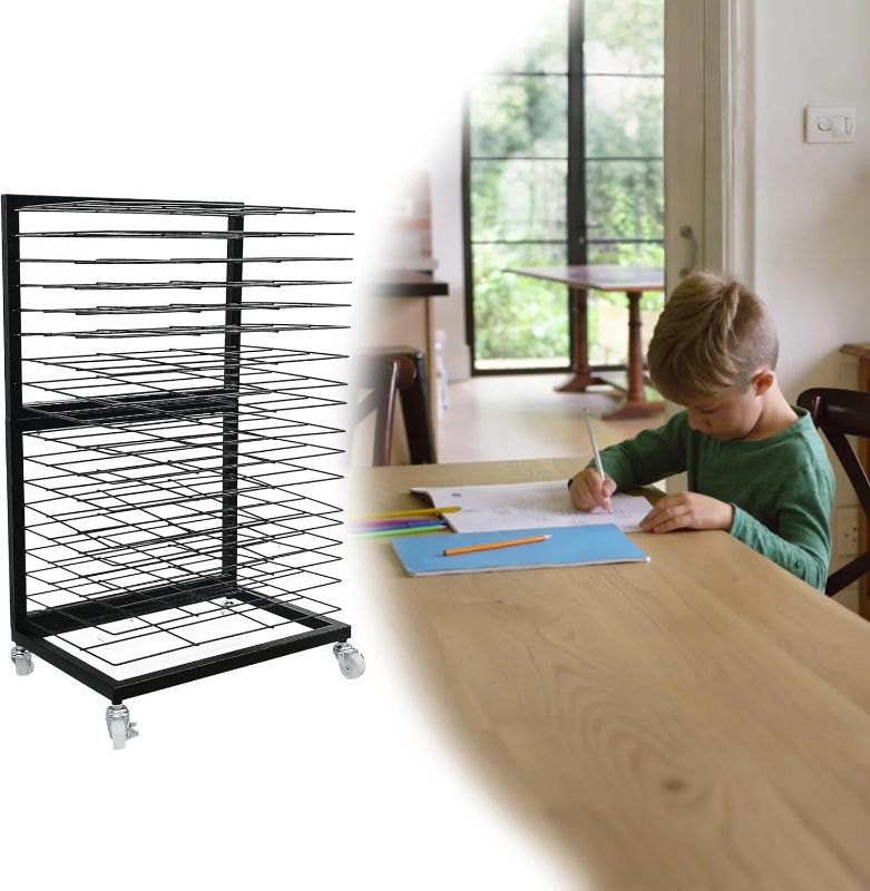 Photo 1 of Art Drying Rack for Classroom,Mobile Small Paint Drying Rack for Painting,18 Removable Shelves, for Art Studios, Schools