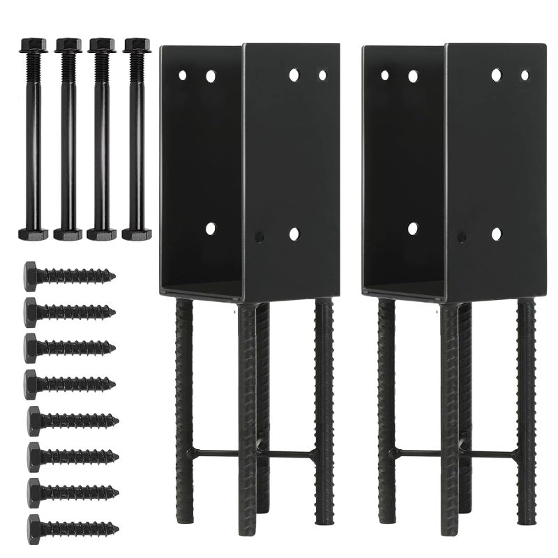 Photo 1 of Heavy Duty 4x4'' U-Shape Post Holder for Fence, Deck Railing, Pergola, Wood Fence Post Anchor Bracket (Inner Size: 3.5x3.5Inch), 4 pack
