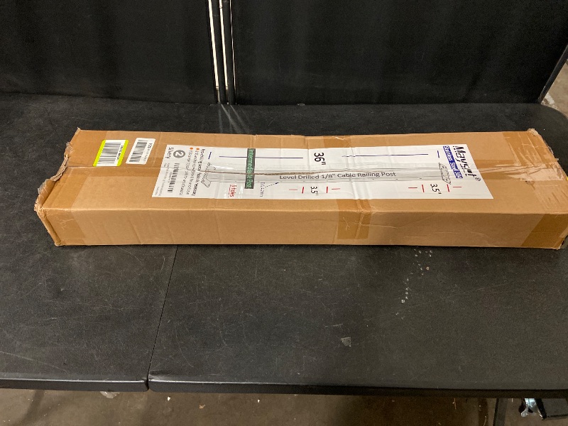 Photo 1 of 2 Pack Stainless Steel Cable Railing Level Line Intermediate Post 42"(Actually Post 40.5"x2"×2"), Level Drilled for 1/8" Cable
