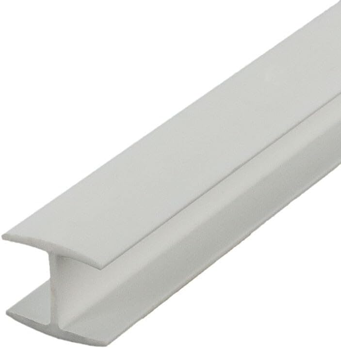 Photo 1 of Outwater Plastic H Channel Fits Material 1/2 Inch Thick White Styrene Divider Moulding 46 Inch Length (Pack of 2)