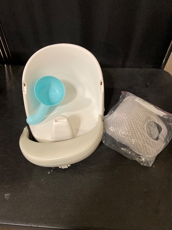 Photo 1 of Swivel Baby Bath Seat, Openable Armrest and 360° Rotatable Baby Bath Seat for Babies 6 Months & up, Baby Bath Mat/Rinse Cup/Brush/Baby Shower Cap Included, White