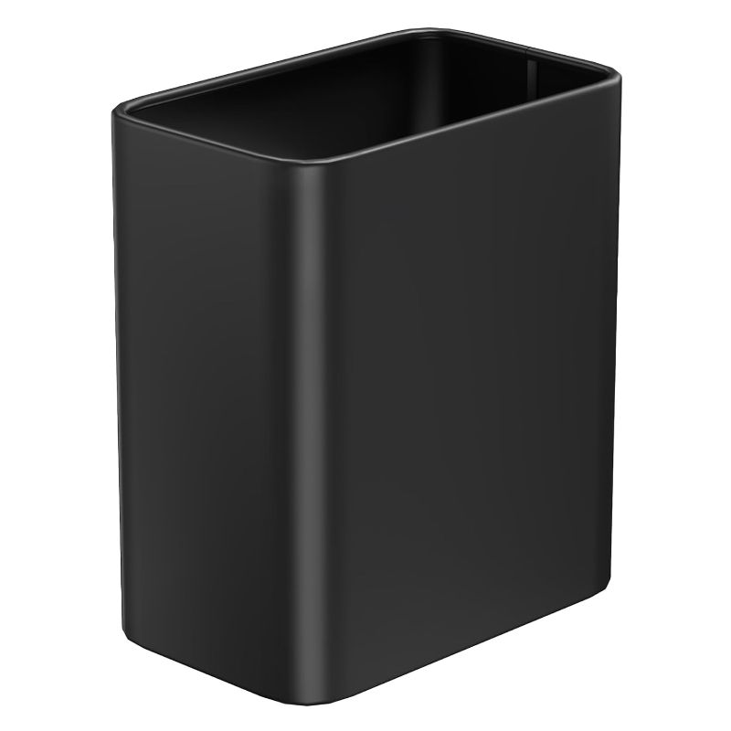 Photo 1 of Cesun Small Bathroom Trash Can 2.1 Gallon Wastebasket, Modern Metal Garbage Can Office Waste Basket, Matte Black Stainless Steel Trash Bin for Bedroom, Home Office, Toilet, rv, Near Desk, Under Sink