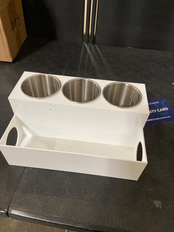 Photo 1 of White Acrylic Hair Tool Organizer Hair Dryer and Styling Holder for Bathroom Countertop