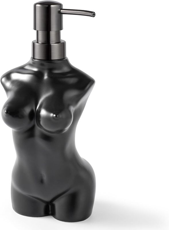 Photo 1 of Ceramic Soap Dispenser Hand Lotion Liquid Dispenser Refillable for Kitchen and Bathroom Decorative (Black)