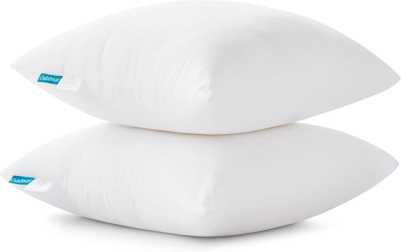 Photo 1 of Oubonun 18 x 18 Throw Pillow Inserts - Soft, Plush & Decorative Down Alternative Pillows for Couch Sofa Bed, Machine Washable - White, Pack of 2