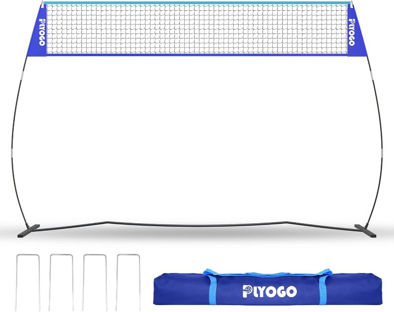 Photo 1 of Volleyball Net, 14FT Freestanding Volleyball Net for Backyard, Adjustable Height and Instant Setup, Professional Portable Training Practice Set for Indoor and Outdoor with Carry Bag