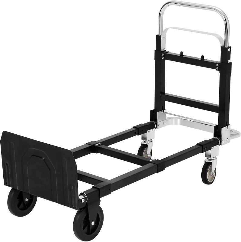 Photo 1 of 2-in-1 Convertible Hand Truck Dolly Cart with 10" Wheels, Heavy Duty Steel Folding Hand Trucks, 660 Lbs Capacity, Collapsible Utility Cart for Moving, Garage, Warehouse