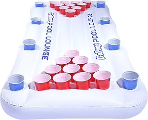 Photo 1 of GoPong Pool Lounge Beer Pong Inflatable with Social Floating, White