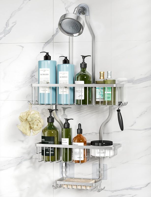 Photo 1 of YASONIC Aluminum Over The Shower Head Caddy Hanging Shower Rack Silver