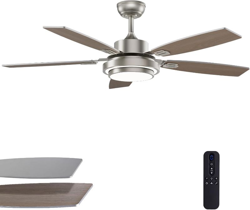 Photo 1 of Modern 52 Inch Nickel Ceiling Fans with Lights