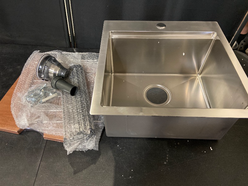 Photo 1 of 18x18 Drop In Kitchen Sink and Faucet Combo Set - 18 Inch Stainless Steel Small Bar Sink Drop In, 9 Inch Deep Small Single Bowl Kitchen Sinks Workstation with Accessories