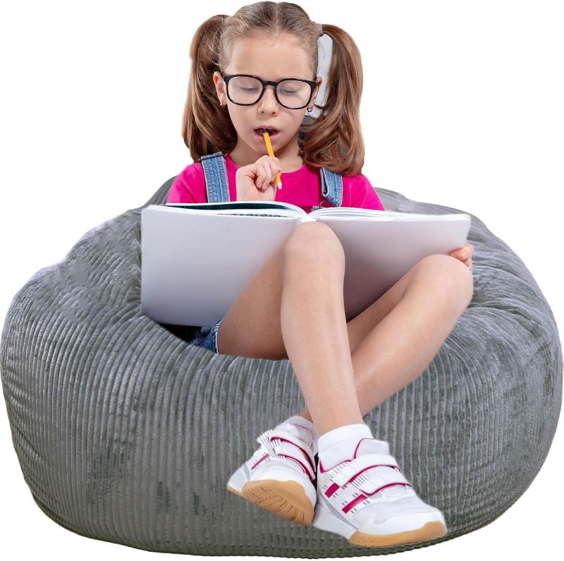 Photo 1 of Classic Bean Bag Chair, with Faux Rabbit Fur Cover for Teens and Kids, Memory Foam Bean Bag Chairs, Ultra Soft Faux Fur Fabric, 2.5 feet Round Fluffy Bean Bag Sofa