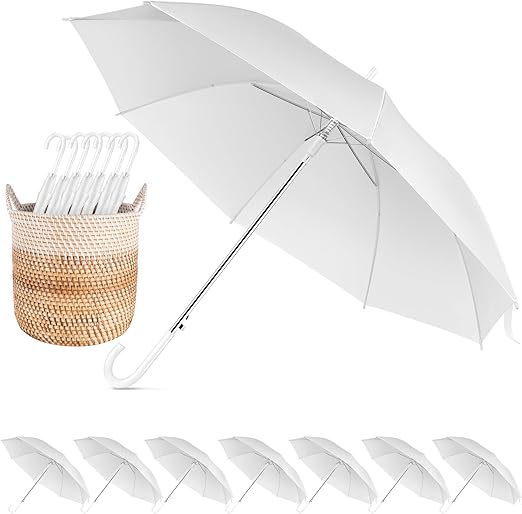Photo 1 of 8 Pack Wedding Umbrella Bulk, Windproof Large Rain Umbrella, Strong Fiberglass Frame, Auto Open Wedding Umbrellas for Guests Bride Groom Photography Friend Gift