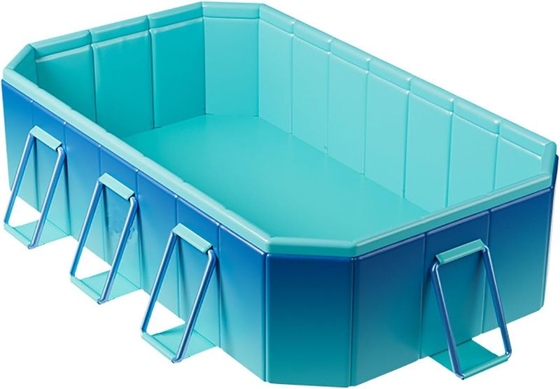 Photo 1 of Foldable Swimming Pool,Large outdoor swimming pool in summer, rectangular Above Ground swimming pool,Portable Non-Inflatable Pool with Drain Plug and Drain Hole for Family Pool, Summer Water Part