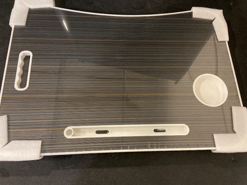 Photo 1 of BUYIFY Folding Lap Desk, 23 Inch Portable Wood Black Laptop Bed Desk Lap Desk with Cup Holder, for Working Reading Writing, Eating, Watching Movies for Bed Sofa Couch Floor
